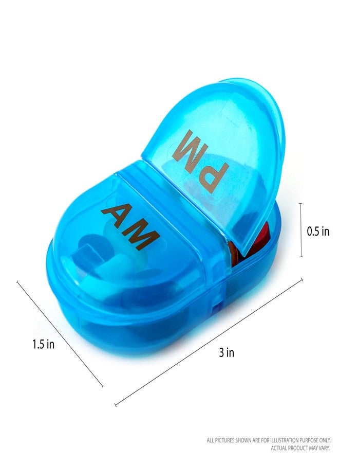 Deke Home - Pill Organizer AM PM, 2 Compartment Pill Box for Pocket or Purse, Small Daily Medicine Case, Travel Pill Holder, Easy Open Pill Container for Seniors, Vitamins & Supplements (Blue) - Image 2